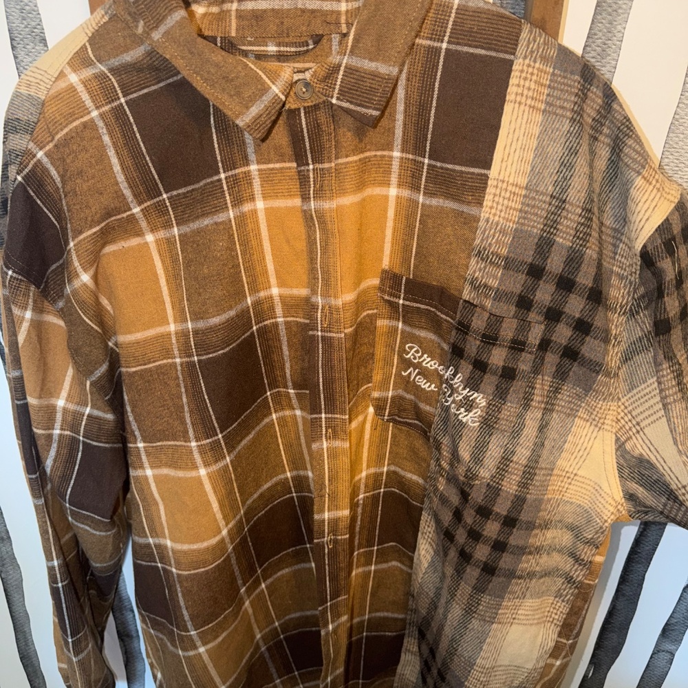 Men’s Patchwork Flannel Button Up - image 3